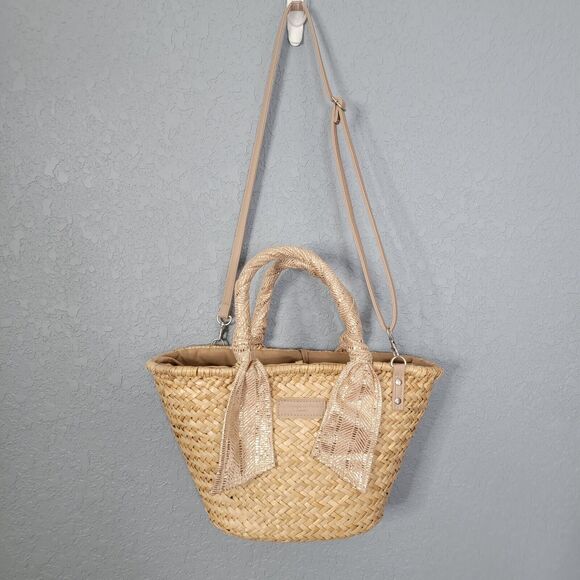 Le Voyage en Panier Felington Camel Print Scarf Handle Tote Crossbody Strap - Picture 10 of 16